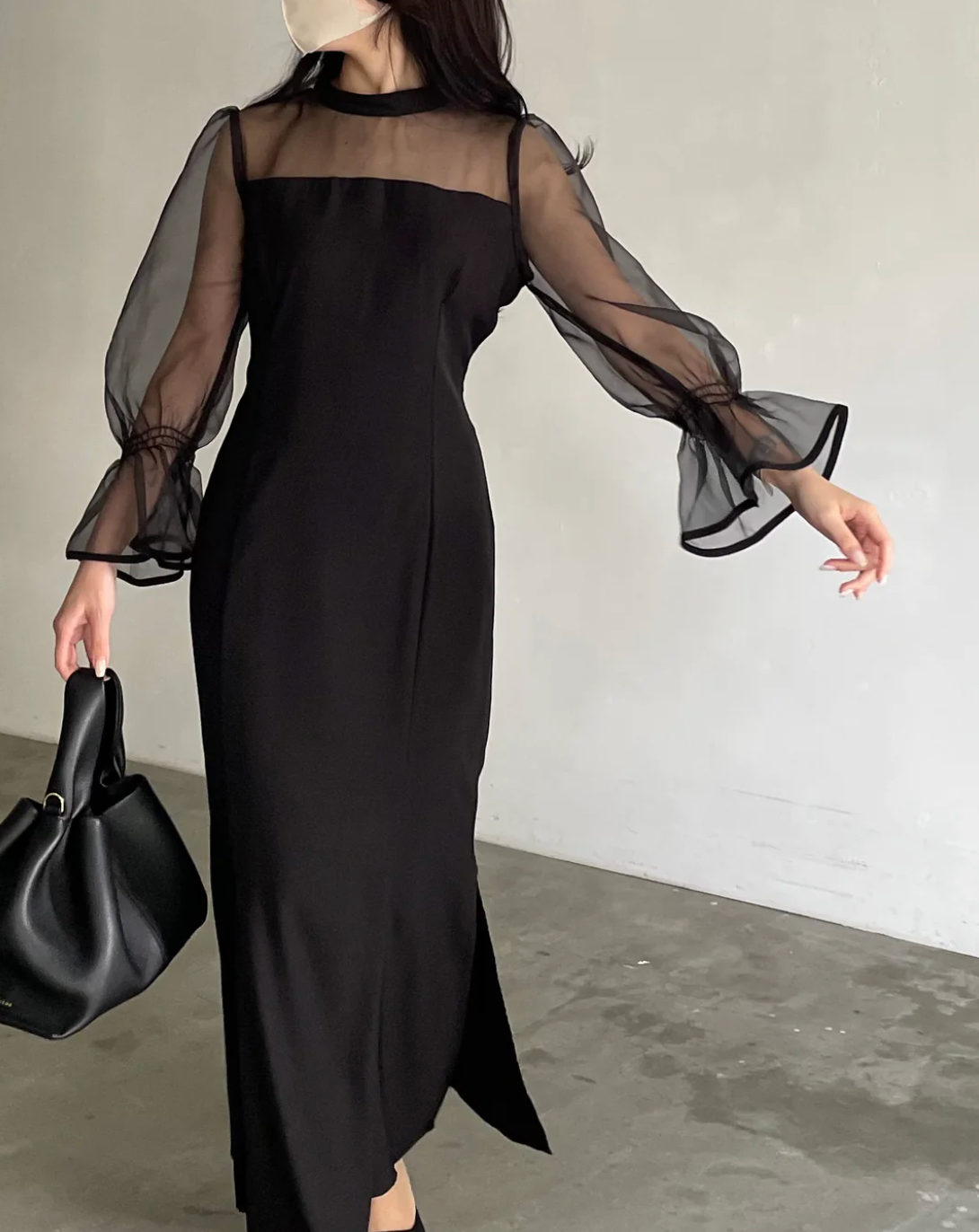 ✩美品✩ nairo スタンドカラーマーメイドドレス Mサイズ ブラック レース スタンドカラーマーメイドドレス – nairo