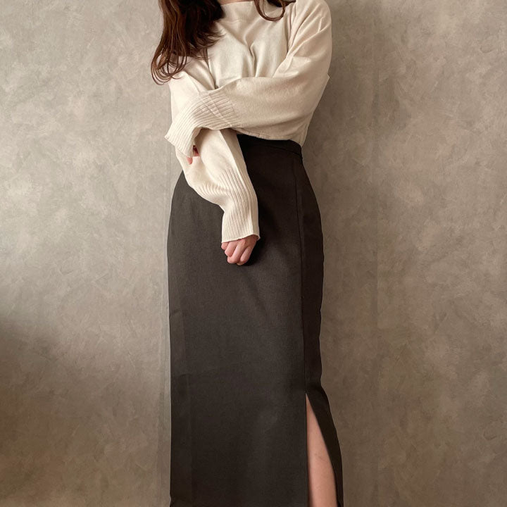 【152cm】パフスリーブニット　IVORY/S