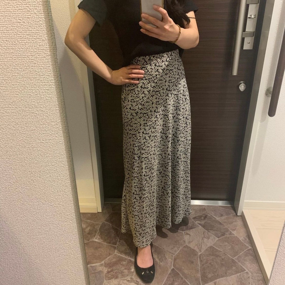 【153cm】フラワーフレアスカート　S