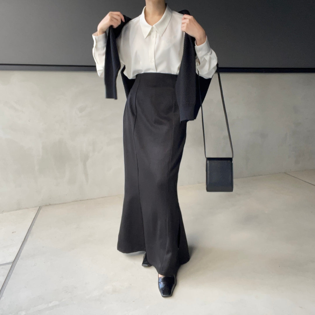 【151cm】デザインカラーシャツ　WHITE