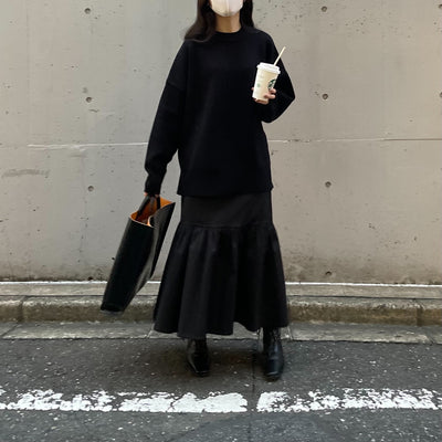 【151cm】ブルームフレアスカート　BLACK/S