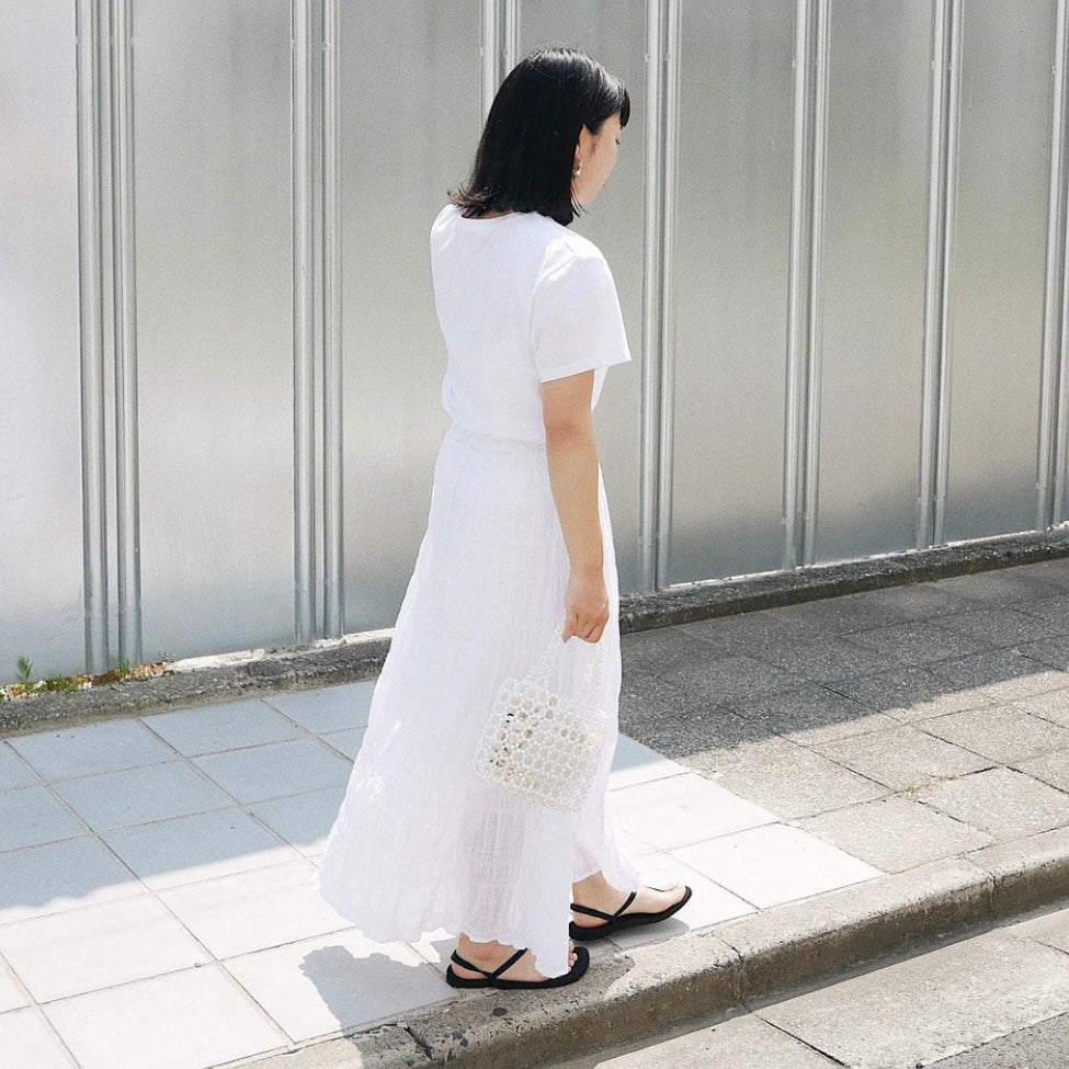 【153cm】コットンフレアスカート　WHITE/M