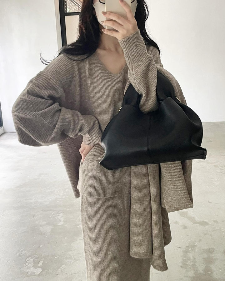 ショール付きルーズニットセットアップ