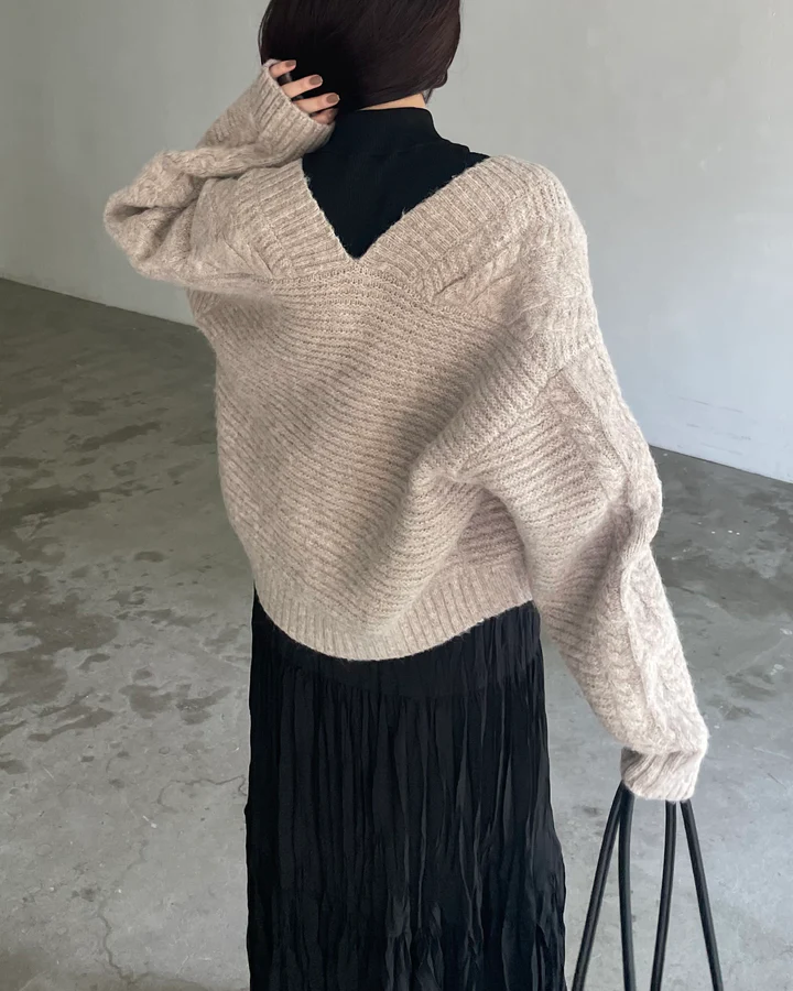 ケーブルショートカーディガン