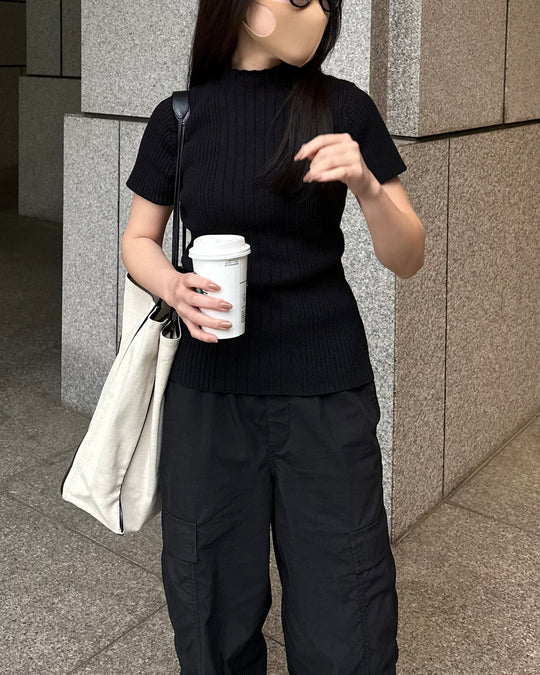 アームウォーマーリブニット