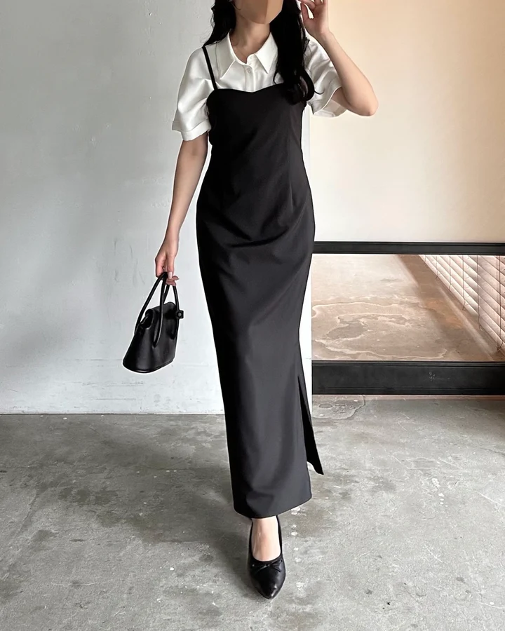 サイドスリットロングワンピース