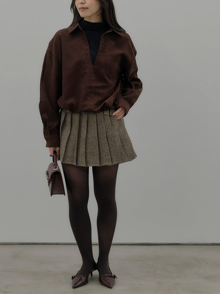 ハウンドトゥースプリーツミニスカート