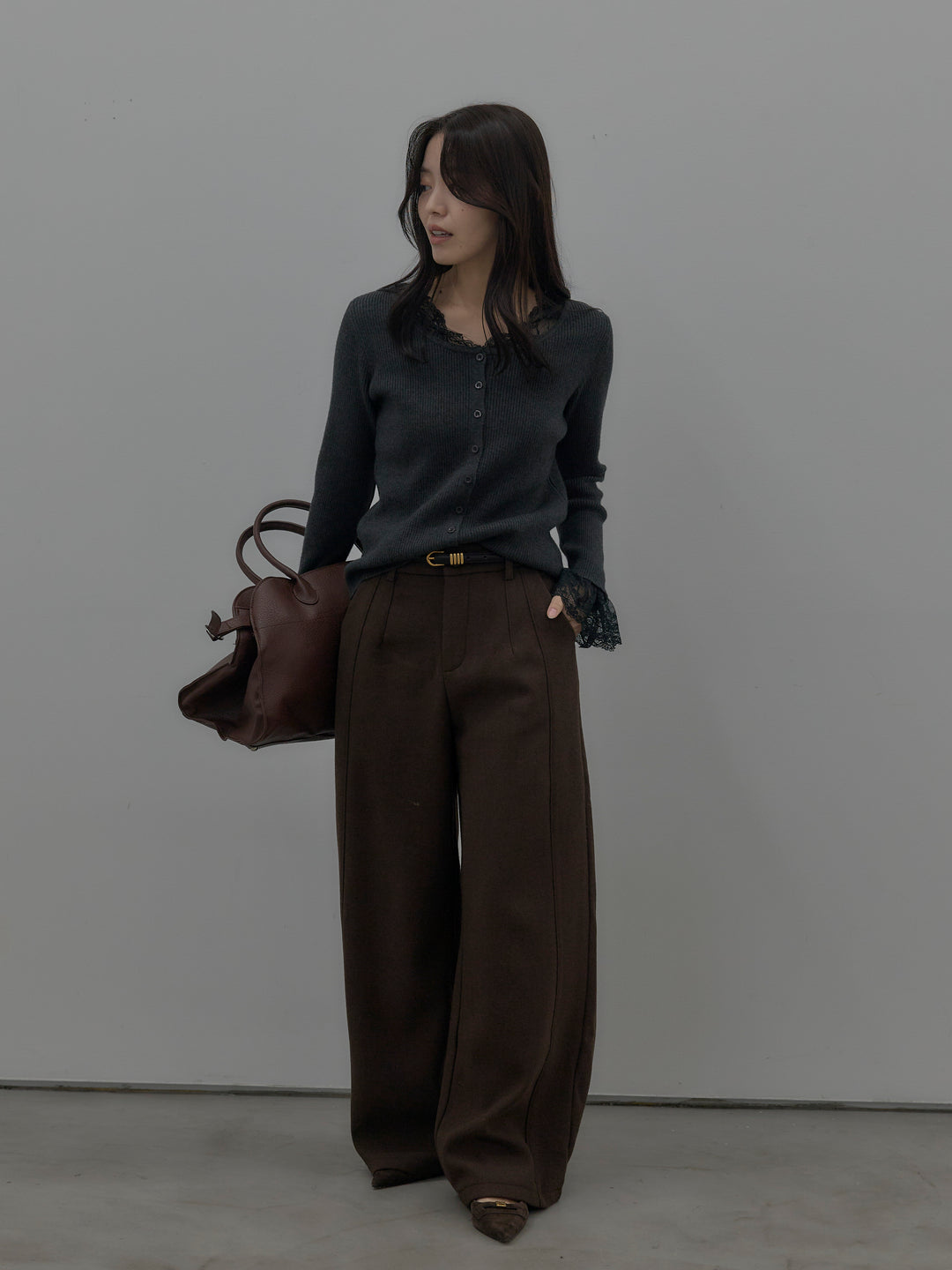 レースドッキングリブニットトップス