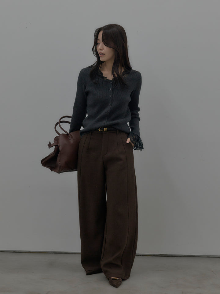 レースドッキングリブニットトップス