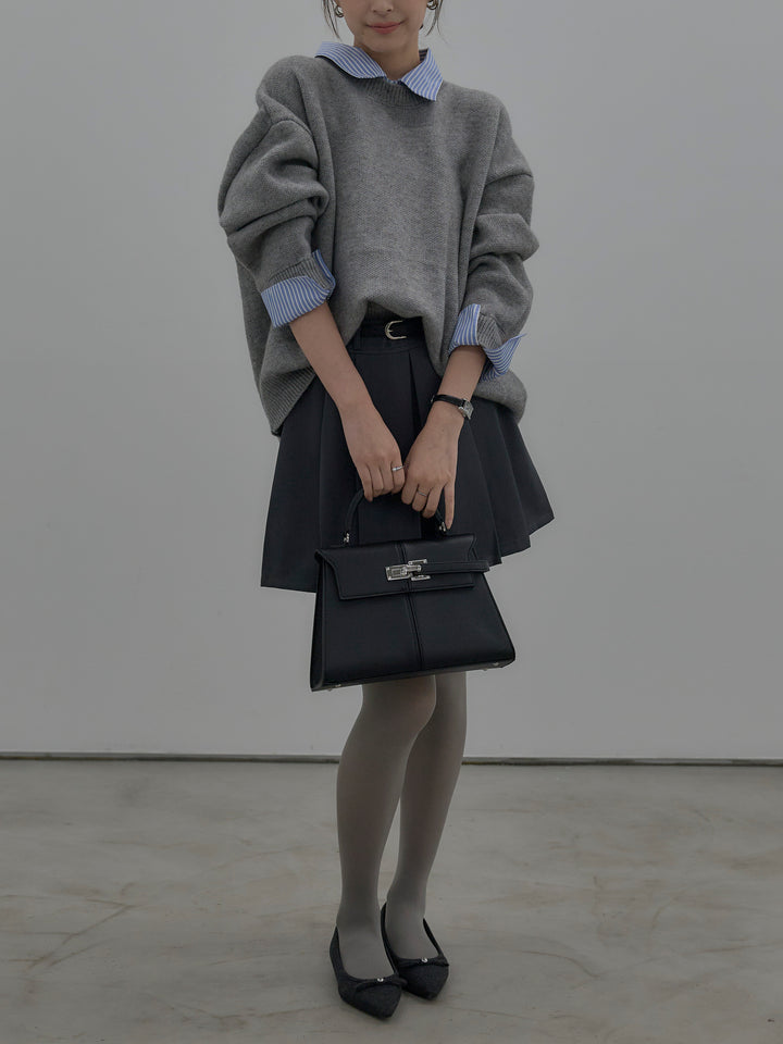 ベルト付きプリーツミニスカート