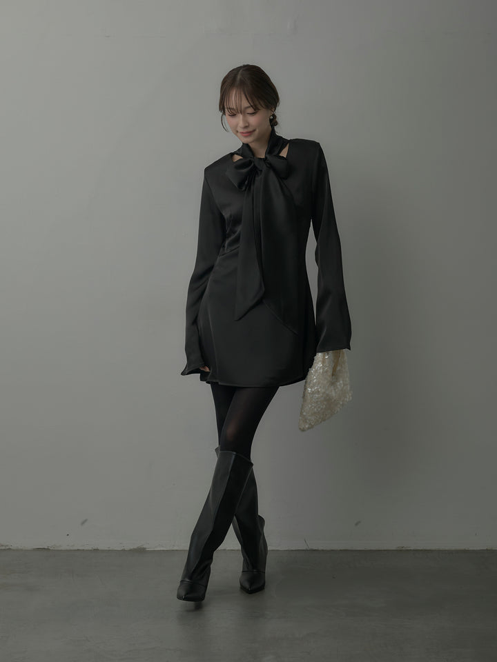 ボウタイサテンミニワンピース