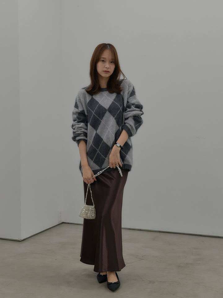 【premium touch】アーガイル柄ニットプルオーバー