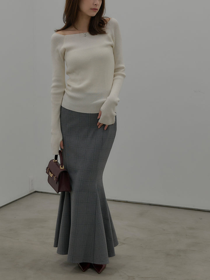 【SET】キルティングライナーウールミディアムコート+【Essential】チェック柄マーメイドスカート(2set)