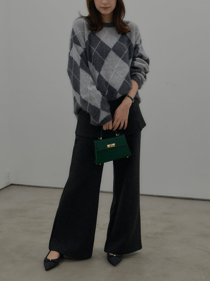 【premium touch】アーガイル柄ニットプルオーバー