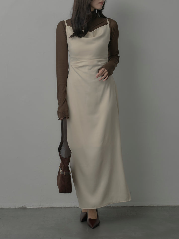 【SET】メロウフリルシアートップス+【Essential】サテンドレープキャミワンピ(2set)