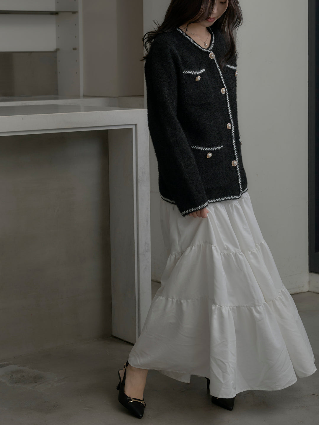 【Essential】ピーチスキンティアードスカート