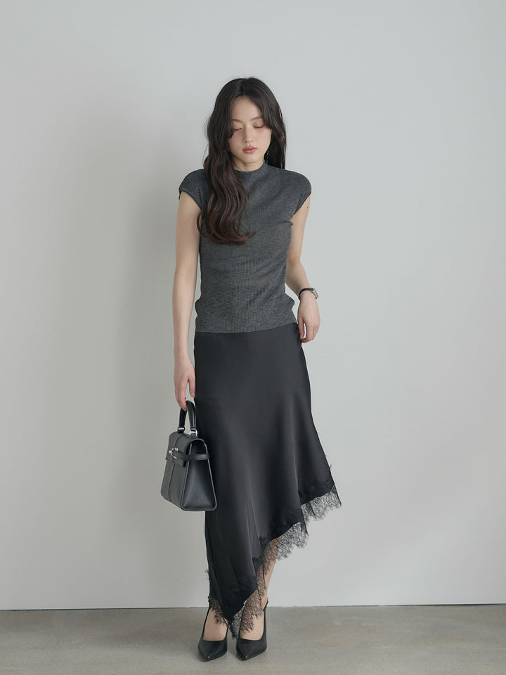 プチハイネックフレンチスリーブカットソー