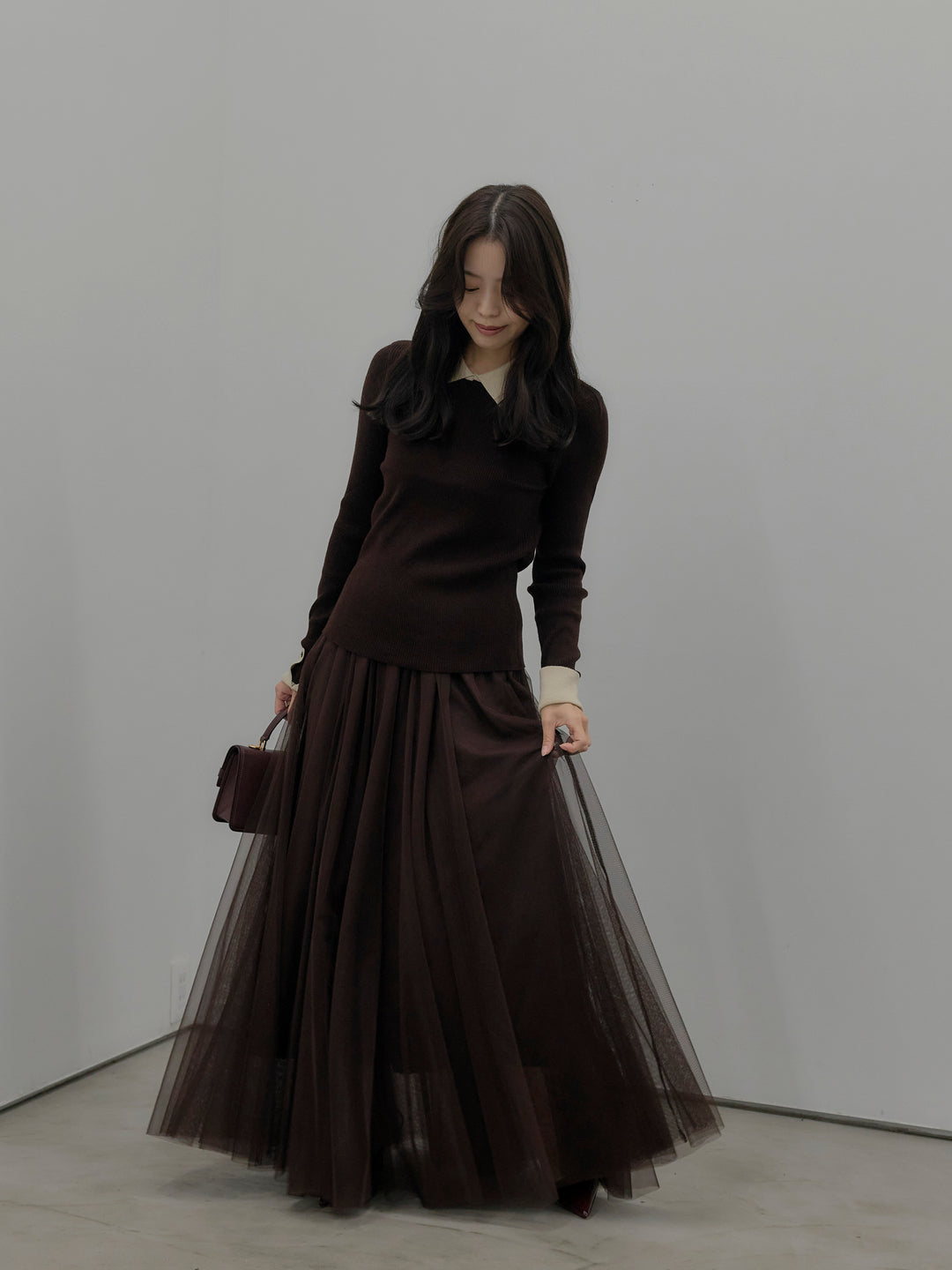 配色カフスニットポロ