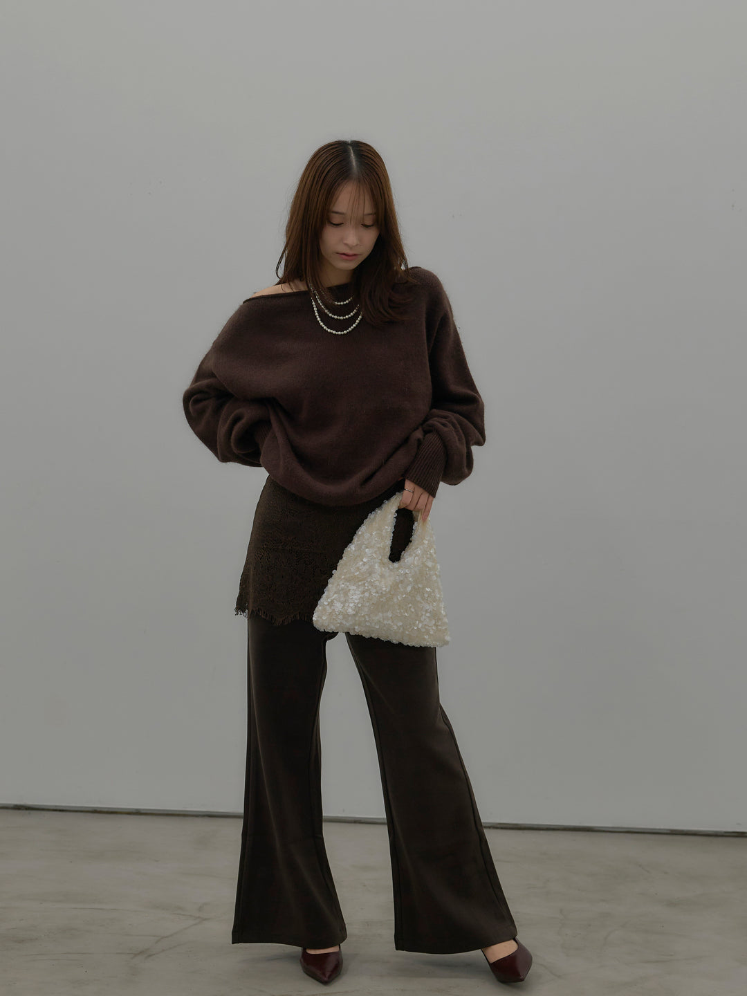 【premium touch】2wayショルダーニットプルオーバー