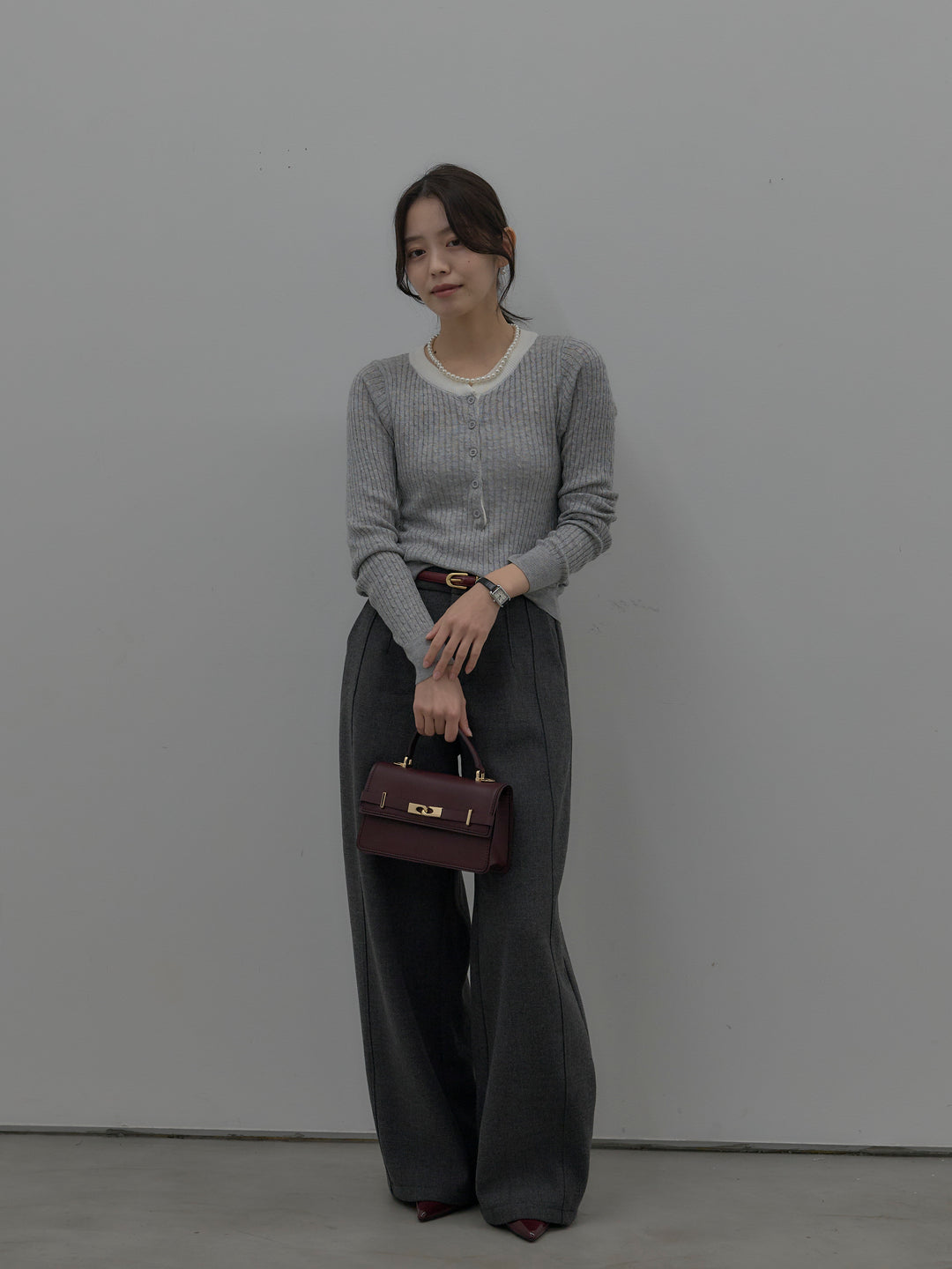 裏起毛デザインワイドパンツ