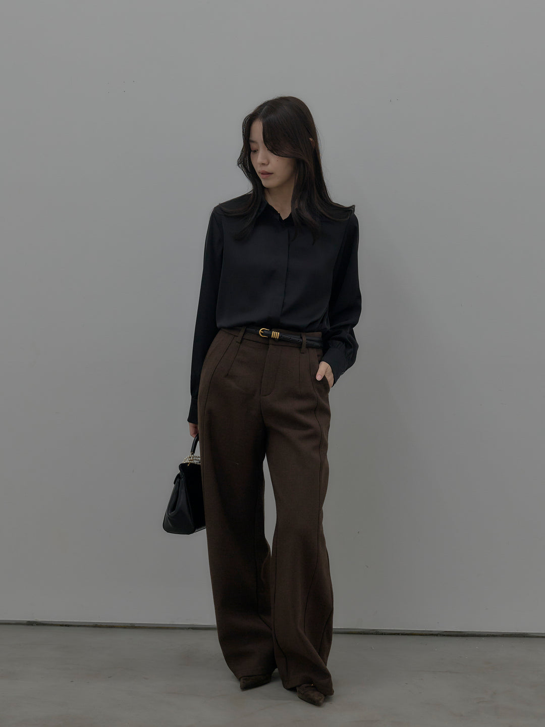 裏起毛デザインワイドパンツ