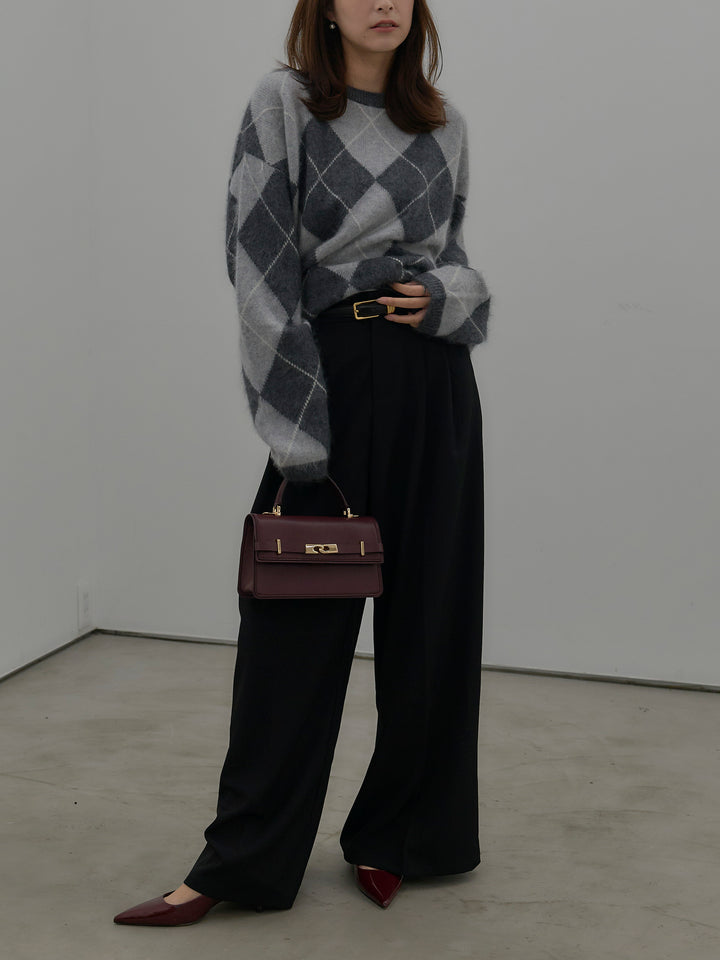 【premium touch】アーガイル柄ニットプルオーバー