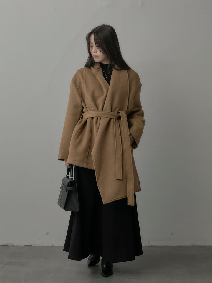 ドレープショールカラーベルトコート
