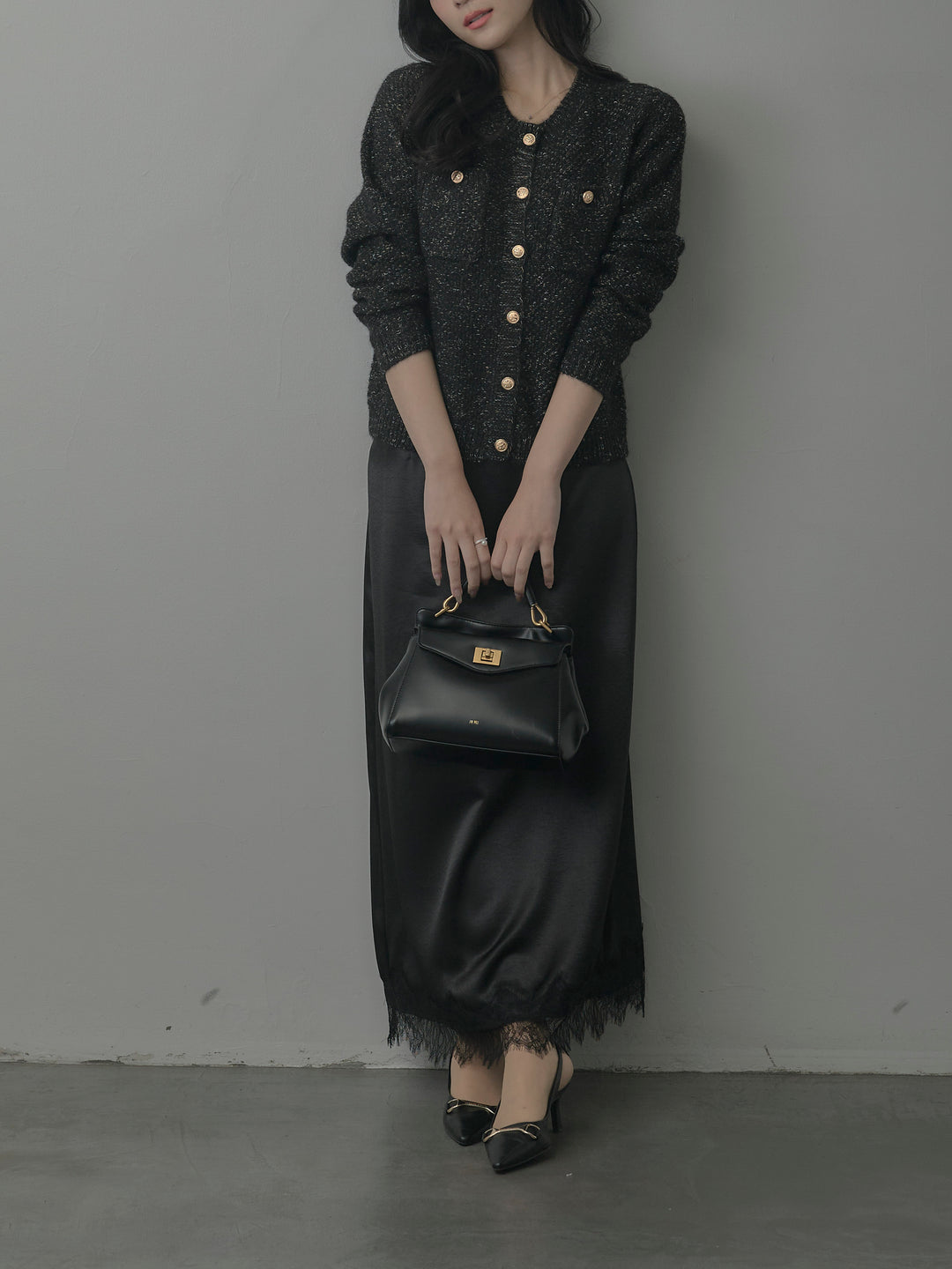 MIXニットゴールドボタンニットカーディガン