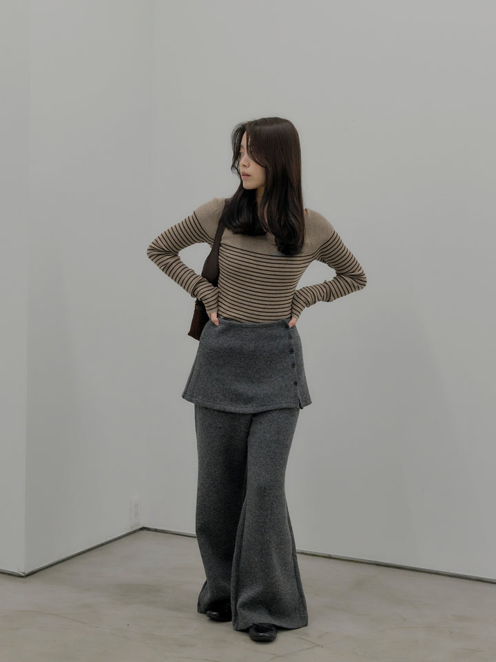ミックスヤーンニットラップパンツ
