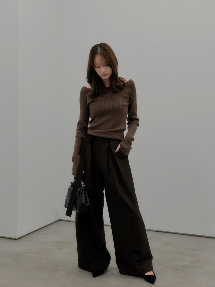 ウエストリボンワイドパンツ