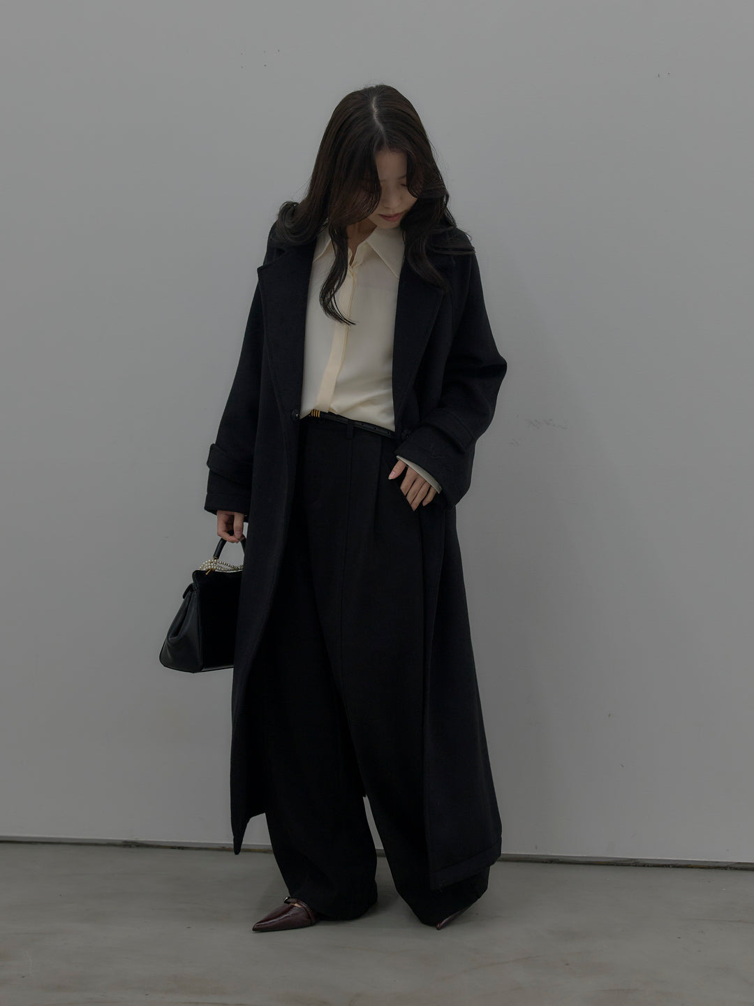 裏起毛センターシームタックワイドパンツ