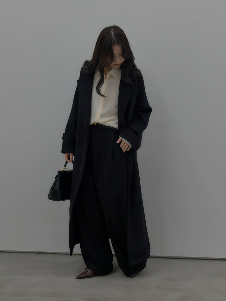 裏起毛センターシームタックワイドパンツ