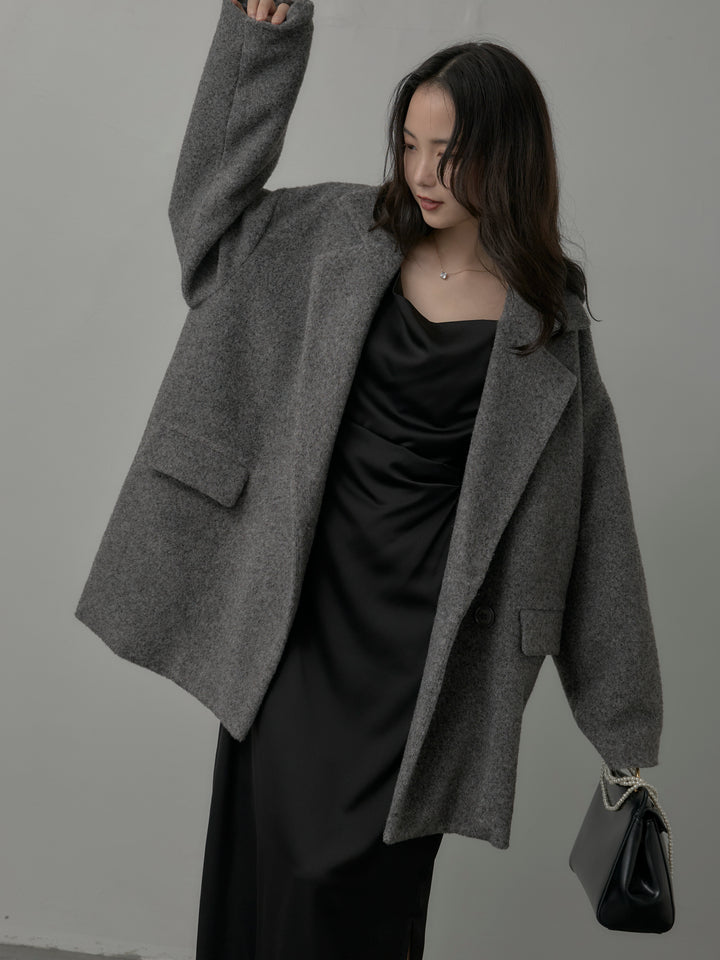 【SET】【Essential】オーバーサイズジャケットコート+【Essential】サテンドレープキャミワンピ(2set)