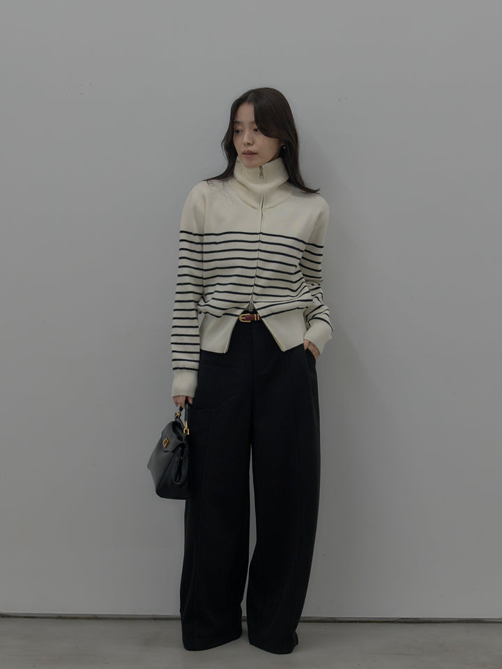 裏起毛センターシームタックワイドパンツ