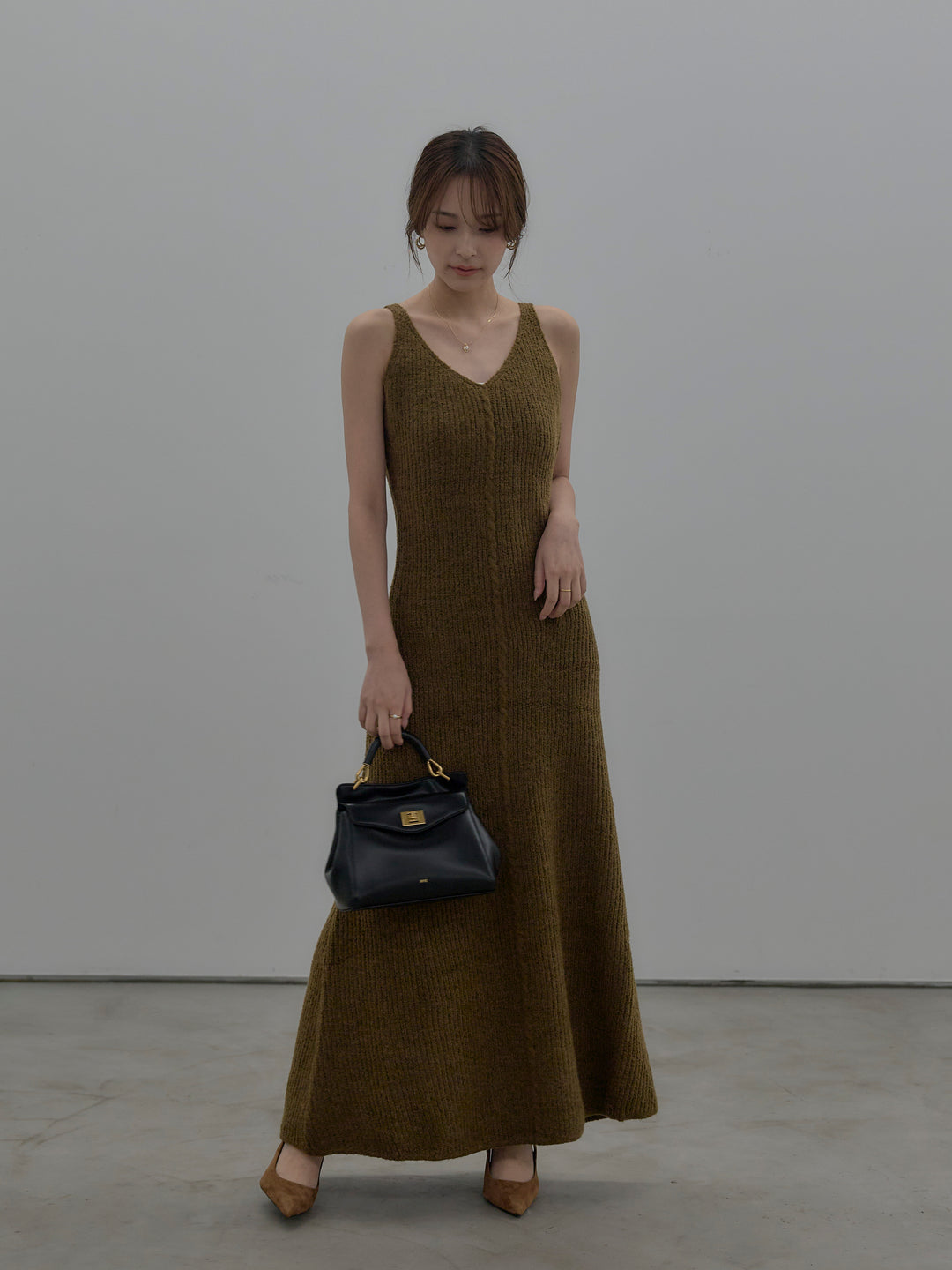 リュクスリブニットロングドレス