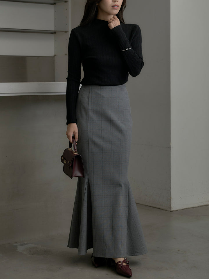 【Essential】チェック柄マーメイドスカート