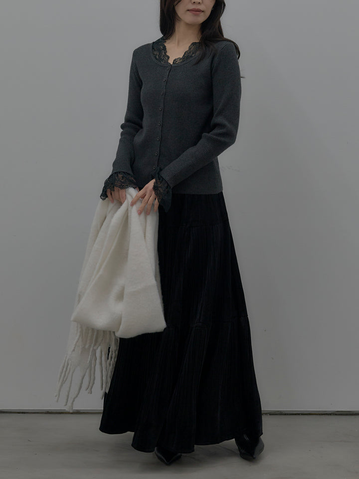 ベロアプリーツティアードスカート