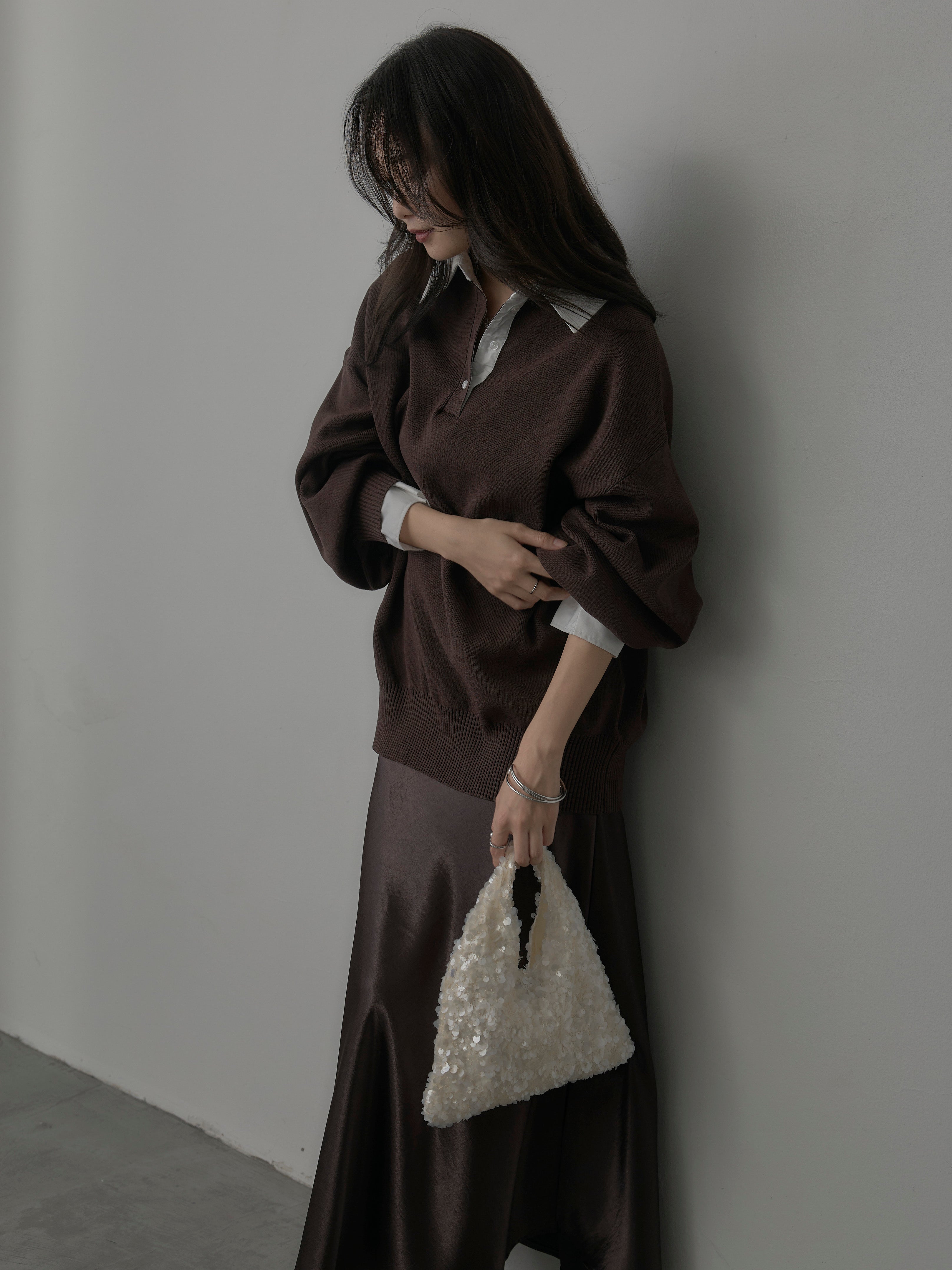 【nairo】襟付きポロトップス+ナローAラインサテンスカートM SET】襟付きポロトップス+ナローAラインサテンスカート(2set) – nairo