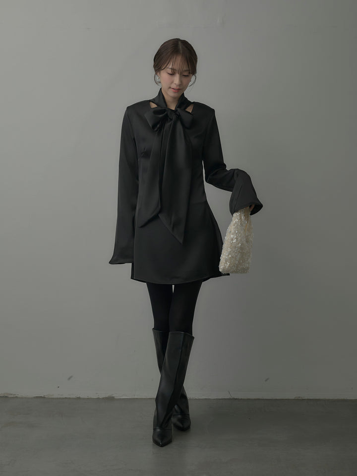 ボウタイサテンミニワンピース