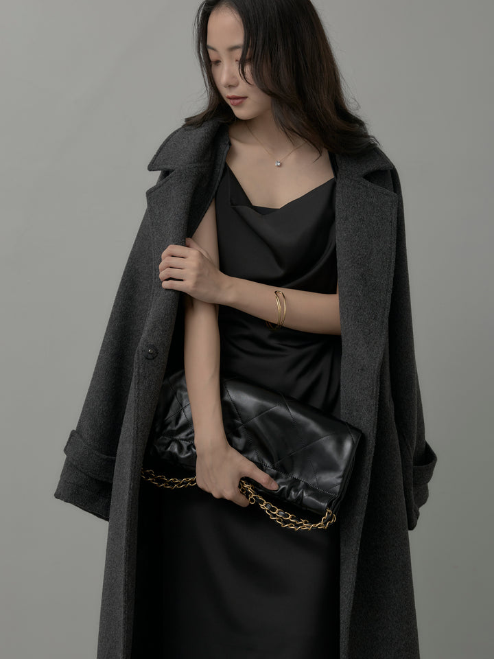 【SET】【Essential】ソフトウールリバートレンチコート+【Essential】サテンドレープキャミワンピ(2set)