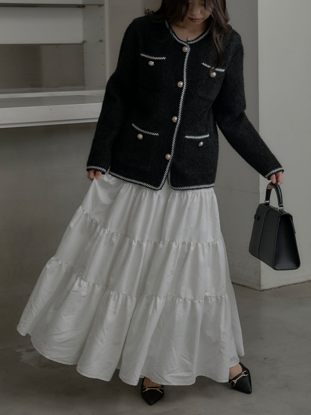 【Essential】ピーチスキンティアードスカート