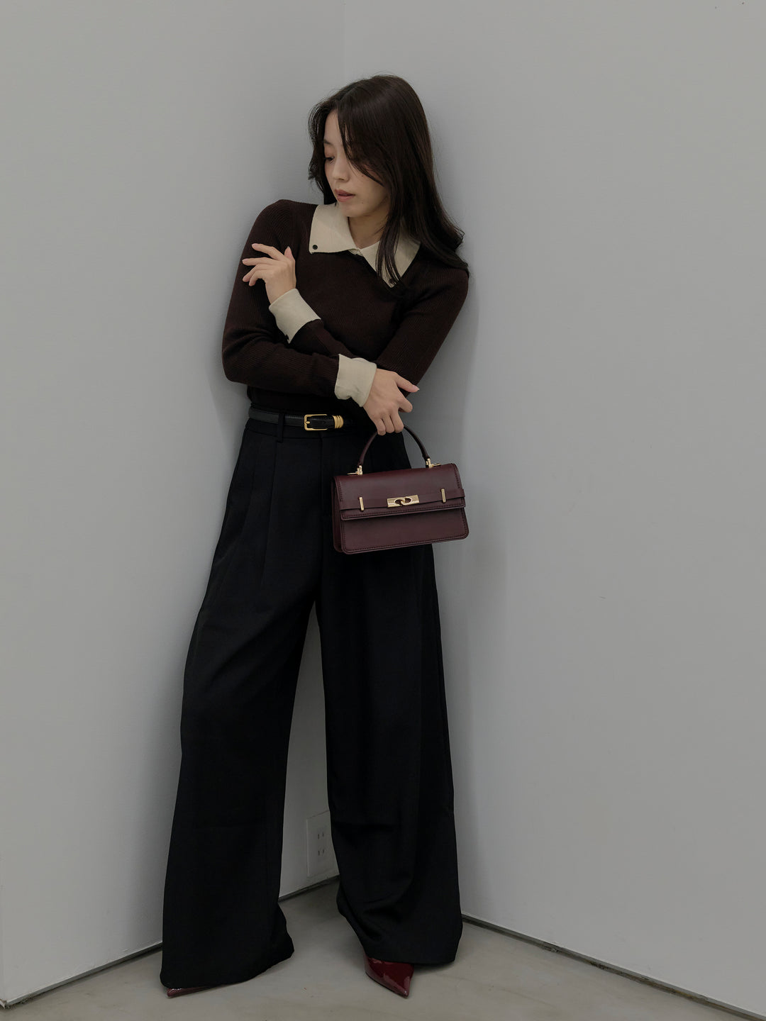 デザインタックワイドパンツ