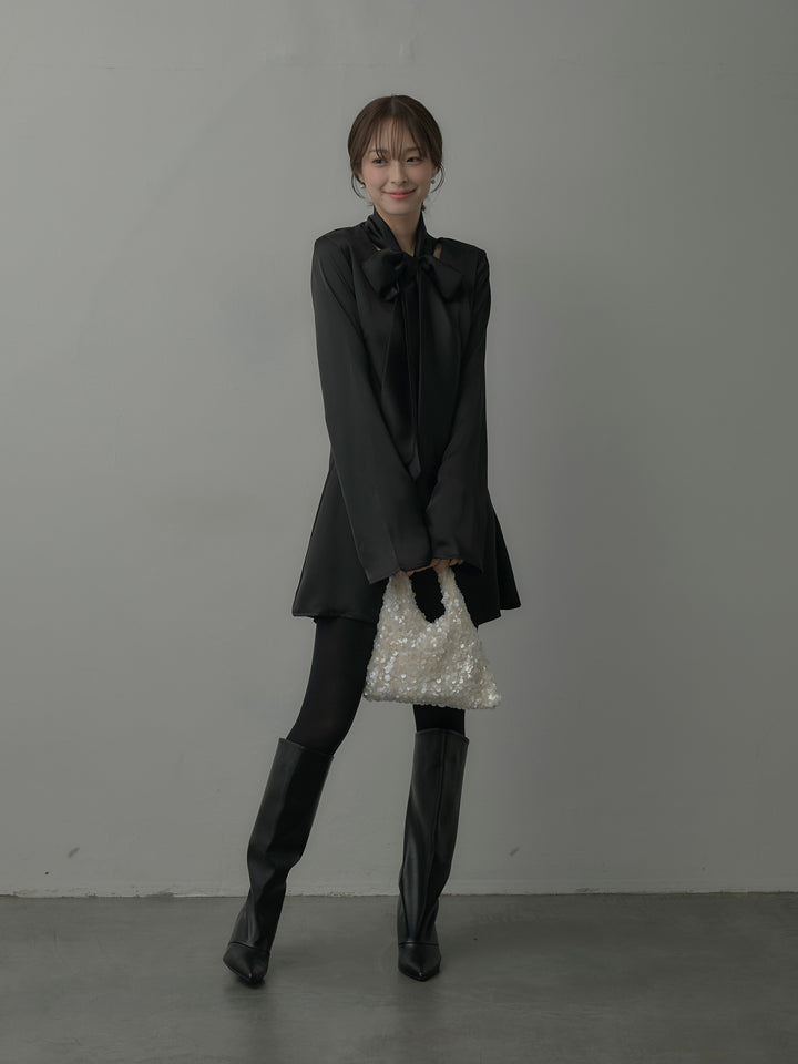 ボウタイサテンミニワンピース