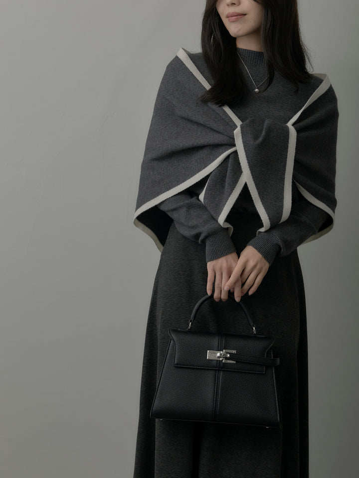 配色スカーフ付きニットトップス