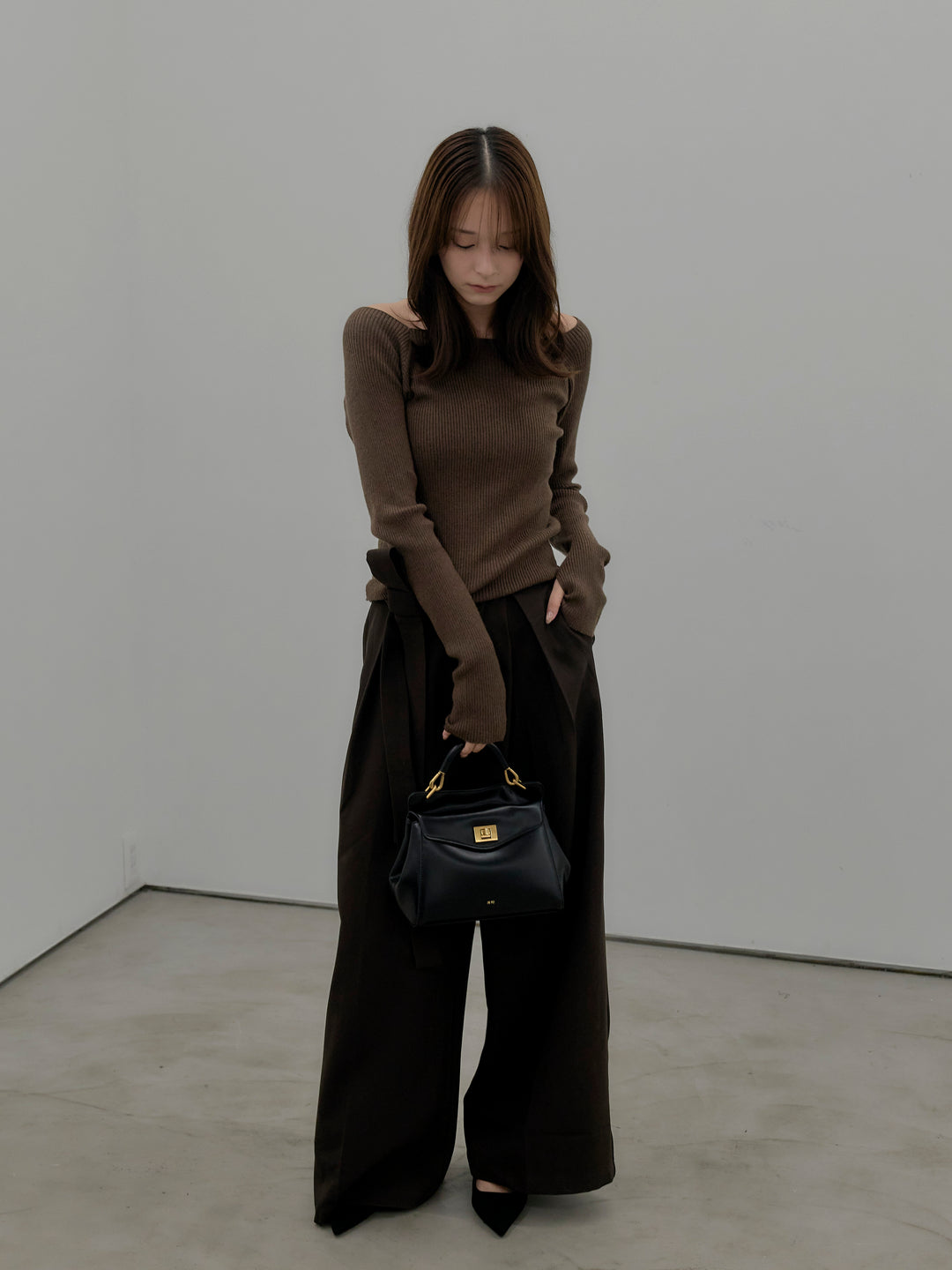 ウエストリボンワイドパンツ