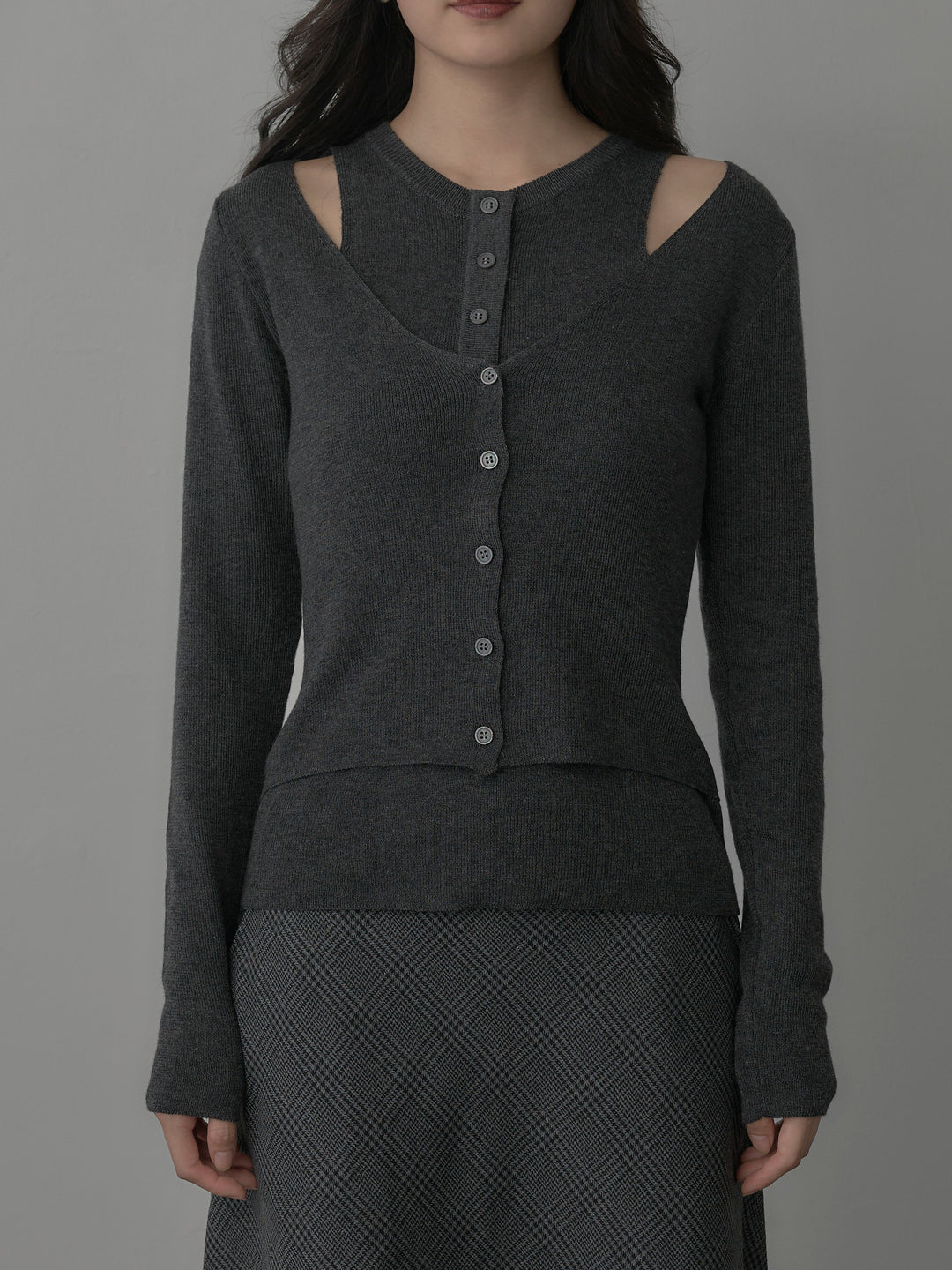 [予約]レイヤードデザインニットトップス