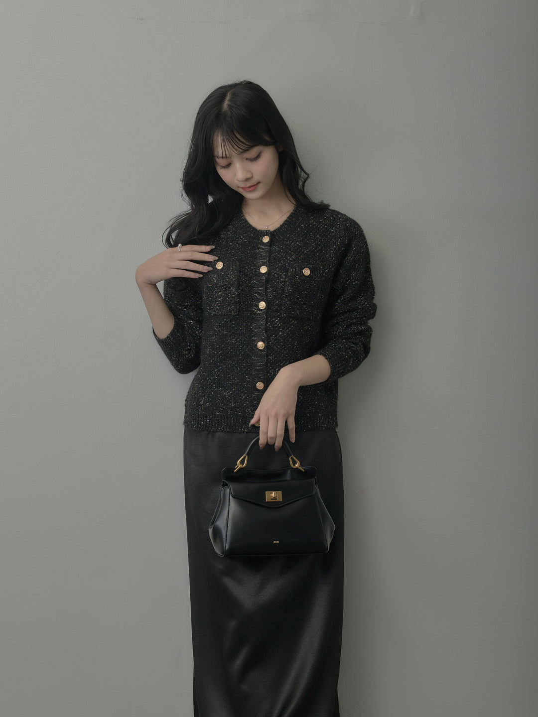 MIXニットゴールドボタンニットカーディガン