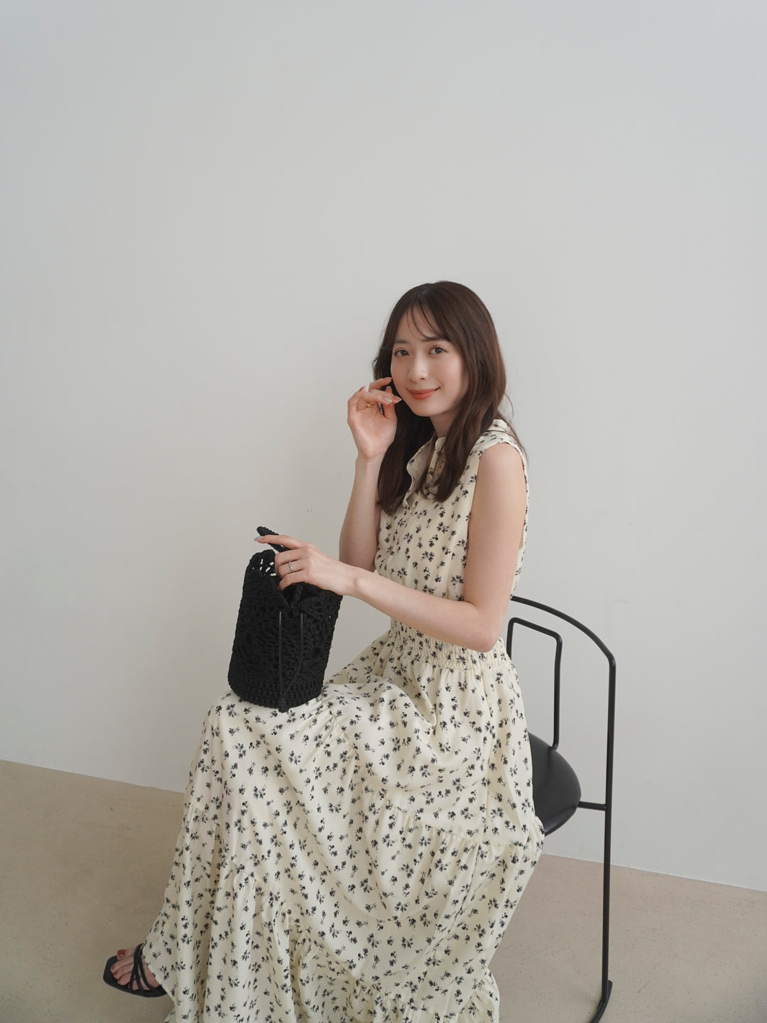 【SET】【Essential】POLO docking half sleeve one piece+【Essential】V neck shirring tiered one piece(2set)