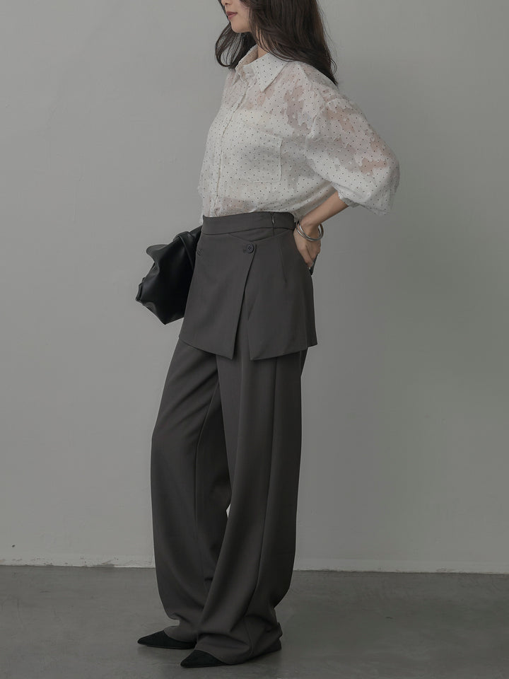 【SET】シアージャガードドットシャツ+ラップワイドパンツ(2set)