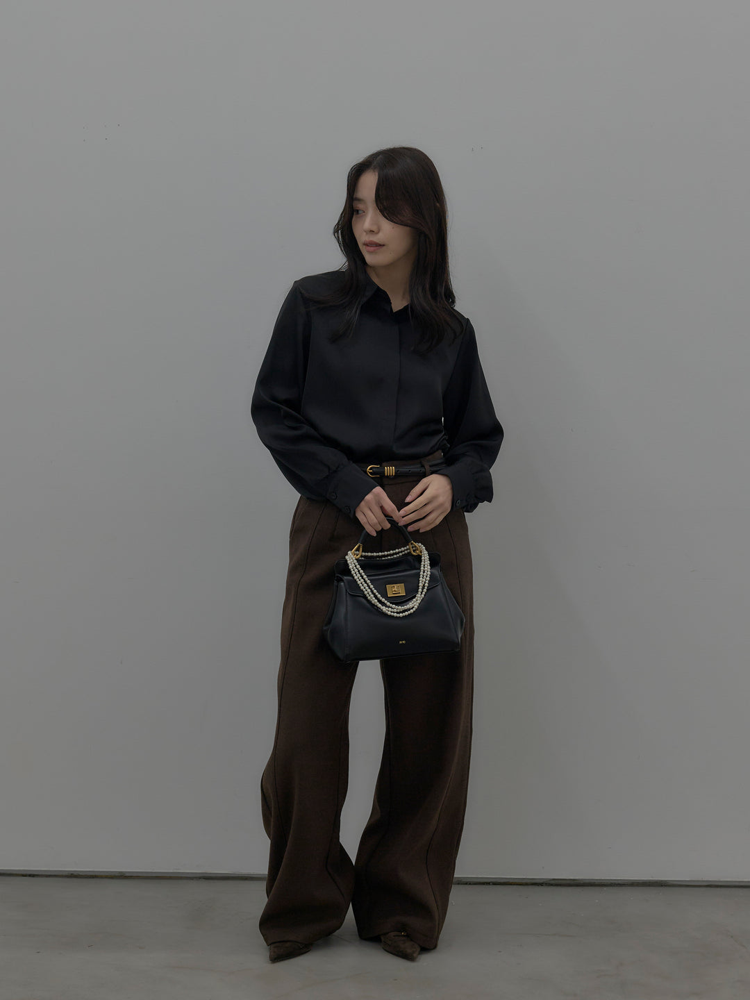 裏起毛デザインワイドパンツ